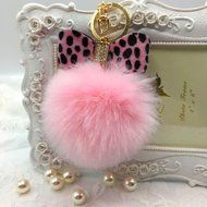 AutumnFall&reg; Fluffy Faux Rabbit Fur Ball Charm Car Keychain Handbag Key Ring (# 14) N22