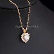 Charm 18k Gold Plated Love Heart Crystal Pendant Chain Long Necklace Jewelry
