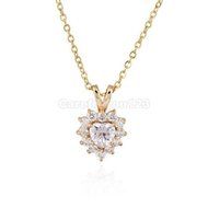Charm 18k Gold Plated Love Heart Crystal Pendant Chain Long Necklace Jewelry N2