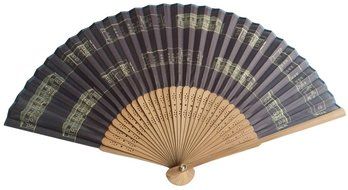 Salutto Hand Fan with Beautiful Fabric Printed (Grey Totem) N14