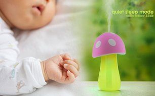 AmiCool 200ml Mushroom Mini USB Humidifier Purifier with LED Light for Office Home Car travel(Red) N10