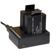 1050MAH Rechargeable Action Camera Battery(2-Pack) And USB Dual Battery Charger for SJ4000/SJ5000/SJ6000/SJ7000...
