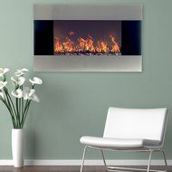 Gracelove Stainless Steel Electric Fireplace with Wall Mount &amp; Remote 35 x 22 1500W
