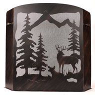 Large Fireplace Screen Deer Scene With Burnt Sienna Finish