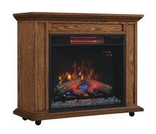 ClassicFlame 23IRM1500-O107 Rolling Mantel with Infrared Quartz Fireplace, Premium Oak N2