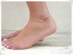 Triangle Anklet, Silver, Delicate Anklet, Beads Anklet, Triangle Ankle Bracelet, Layering Anklet, Dainty Foot...