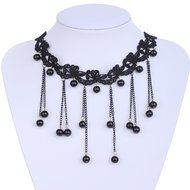 Black Lace Choker Victorian Gothic Collar Necklace Pendant Jewelry N2