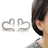 Fashion Womens Heart Silver Plated Ear Studs Girls Crystal Rhinestone Earrings