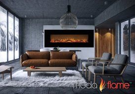 Moda Flame 72" Skyline Log Linear Wall Mounted Electric Fireplace N2
