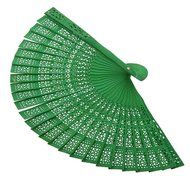 Vintage Wood Hollow Carved Hand Fan Foldable Fan - Green N6