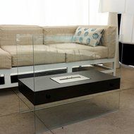 Chic Fireplaces Boston Black Luxury Large Size Free Standing Modern Bio-Ethanol Fireplace Tempered Glass and Stainless... N3