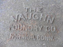 The Vaughn Foundry Co Stove cleanout door Cast iron Norwich Antique wall insert N7