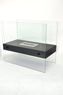 Chic Fireplaces Boston Black Luxury Large Size Free Standing Modern Bio-Ethanol Fireplace Tempered Glass and Stainless... N4