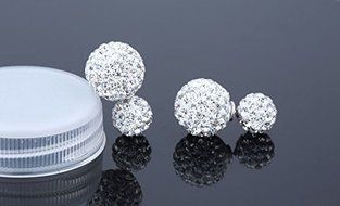 Fashion Womens 925 sterling Silver Double Crystal Ball Ear Stud Earrings Jewelry N6