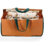 Nylon Canvas Kindling &amp; Wood Log Kindling Closed End Duffle Carrier Caddy - DARK PUMPKIN w GREEN