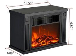 3G Plus 14" Mini Electric Fireplace Hearth Portable Heater Log Fuel Effect, 1000 Watt&mdash;Black N7