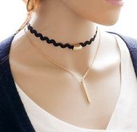 Adorable Woman Hot Sexy Black Lace Multi Layers Tattoo Choker Necklace 2pcs Set Vintage Lolita Necklace N3