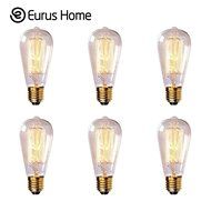 Eurus Home ST64 60W Vintage Antique Edison Style Incandescent Clear Glass Light Lamp Bulb (6 Pack) N5