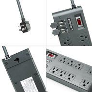 BESTEK 8-Outlet Surge Protector Power Strip 6-Foot Cord with 5.2A 4-Port USB Ports, ETL Listed N5
