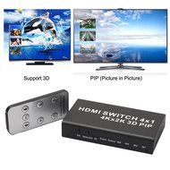4K x 2K, 4 Port 4X1 HDMI Switch with PIP (Picture in Picture)and IR Wireless Remote Control, High Speed HDMI Splitter...