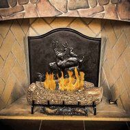 Woodeze Home Indoor Outdoor Antique Style Decorative Cast Iron Fireback - Deer 22" H x 24" W N4