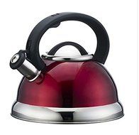 Stainless Steel Whistling Tea Kettle or Tea Maker w/ Encapsulated Base 2.8 Liter (Red)