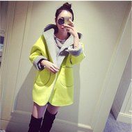 Spritech(TM) Fashion Women's Lambs Wool Lined Warm Coats Nine Point Sleeve Warm Jacket Outwear Winter Green XL N7