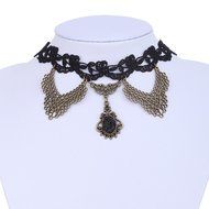 Black Lace Choker Victorian Gothic Collar Necklace Pendant Jewelry N3