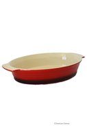 Large 52oz Vintage-Red Stoneware Oven-Safe Baking Casserole Dish with Handles