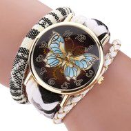 AutumnFall&reg; The Sleek Stylish and Chic Knit Bracelet Butterfly Watch Ladies Decorative (Hot Pink)
