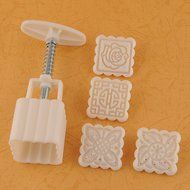 New 4Patterns Square Moon cake Fondant Sugarcraft Decorating Cookies Mold Mould Baking Tool Set Hot N2