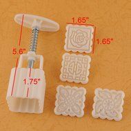 New 4Patterns Square Moon cake Fondant Sugarcraft Decorating Cookies Mold Mould Baking Tool Set Hot N3
