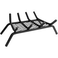 18" Wood Grate with 1/2" Steel Bars, 4 Bars with Ember Retainer, Black