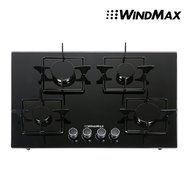 Euro Style 28" Black Glass 4 Burner Built-In Stove NG Natural Gas Cooktop Cooker N8