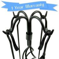 WoodEze FT3501A 5 Piece Black Spiral Design Fireplace Tool Set N2