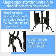 WoodEze FT3501A 5 Piece Black Spiral Design Fireplace Tool Set N3