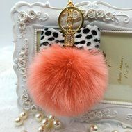 AutumnFall&reg; Fluffy Faux Rabbit Fur Ball Charm Car Keychain Handbag Key Ring (# 14) N24