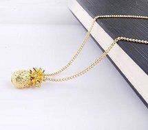 Tiny Pineapple Fruit Cute Charm Long Chain Necklace Summer Jewelry Gold Plated N2