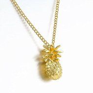 Tiny Pineapple Fruit Cute Charm Long Chain Necklace Summer Jewelry Gold Plated N3