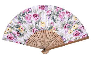 Salutto Hand Fan with Beautiful Fabric Printed (Grey Totem) N23