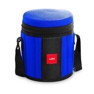 Cello Kingston 4 Stainless Steel Containers Insulated Tiffin Lunch Box with 2 Spoons &amp; Plastic Container, Blue
