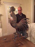 LARGE Handcrafted 3 Dimensional Crowing ROOSTER Weathervane Copper Patina Finish