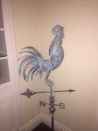 LARGE Handcrafted 3 Dimensional Crowing ROOSTER Weathervane Copper Patina Finish N2