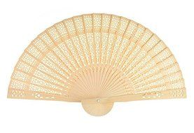 6MILES 24 Pcs Chinese Sandalwood Scented Wooden Openwork Personal Hand Held Folding Fans for Wedding Decoration... N4