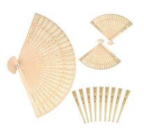 6MILES 24 Pcs Chinese Sandalwood Scented Wooden Openwork Personal Hand Held Folding Fans for Wedding Decoration... N5