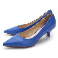 Yaheeda Women's PU Leather Pointed Closed Toe Low Kitten Heel Pumps Work Shoes N19
