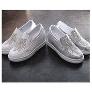 Spritech(TM) Women Girl Summer PU Leather Round Toe Crystal Design Platform Wedges Casual Shoes 37 Blue N6