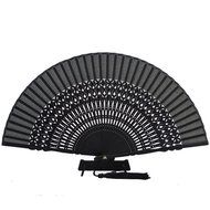 Aircee (TM) 8&lsquo;&rsquo; Delux Decor Ladies Portable Bamboo Silk Lace Japanese Fan (Black 7.7inch)