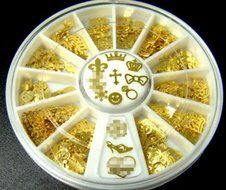 New 360Pcs Noble Gold Mixed Design 3D Metal Glitters Slice Nail Art Decoration U