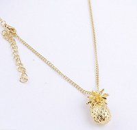 Tiny Pineapple Fruit Cute Charm Long Chain Necklace Summer Jewelry Gold Plated N4